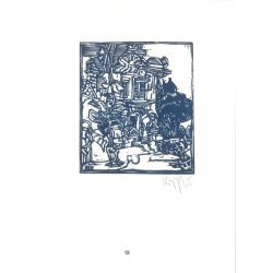   Kőnig Róbert: Cornwalltól Edinburghig 1987 - grafikai epigrammák. Bath II. X3. Jelzett, eredeti fametszet. Festmény és grafika kategória. (2792876)