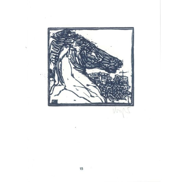 Kőnig Róbert: Cornwalltól Edinburghig 1987 - grafikai epigrammák. London III. X3. Jelzett, eredeti fametszet. Festmény és grafika kategória. (2792879)