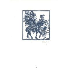   Kőnig Róbert: Cornwalltól Edinburghig 1987 - grafikai epigrammák. London IV. X3. Jelzett, eredeti fametszet. Festmény és grafika kategória. (2792880)