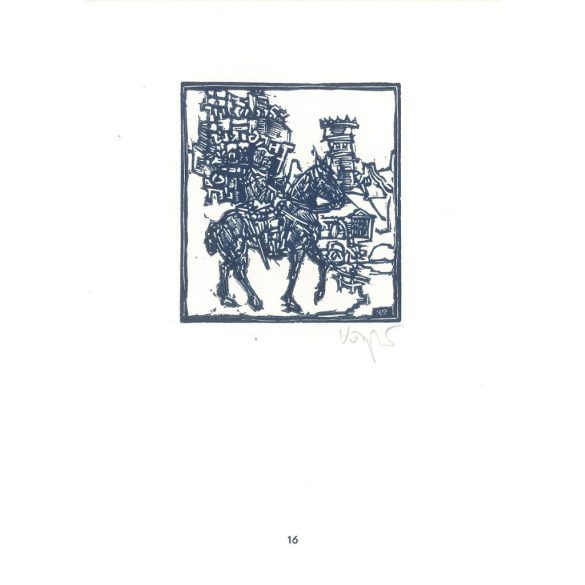 Kőnig Róbert: Cornwalltól Edinburghig 1987 - grafikai epigrammák. London IV. X3. Jelzett, eredeti fametszet. Festmény és grafika kategória. (2792880)