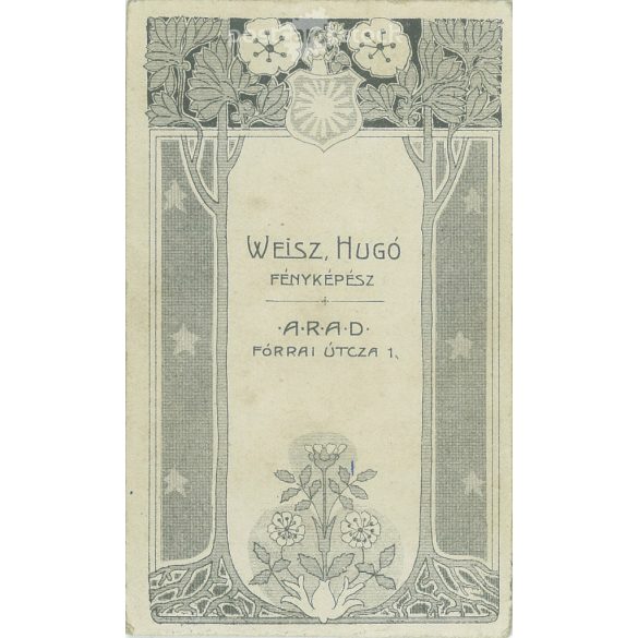 Elegáns hölgy műtermi, portréfotója. A képen szereplő személye ismeretlen. A fotó Weisz Hugó fotóműtermében készült, Aradon. Régi fotó / Kabinetfotó / keményhátú fotó. (2792941)