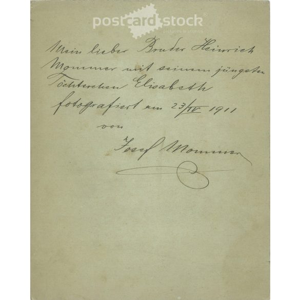 1911 - A kis Elizabeth-tel. Eredeti, kasírozott papírkép. (2793077)