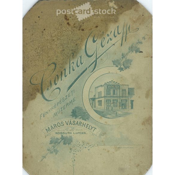 1907 - Ismeretlen fiatal pár. A kép készítője Csonka Géza, Marosvásárhely. Régi fotó / Kabinetfotó / keményhátú fotó. Sérült. (2793116)