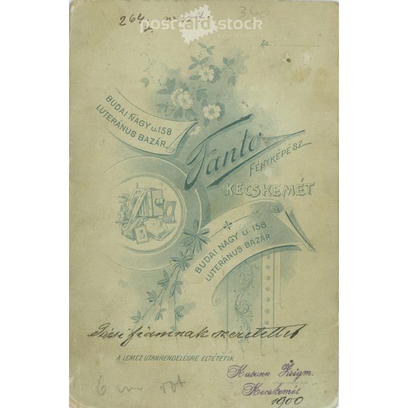 1900 - A kép Katona Zsigmondot ábrázolja, kitüntetéssel. A fotót a Fanto fényképészeti műterem készítette, Kecskeméten. Eredeti kabinetfotó / keményhátú fotó / vizitkártya, CDV fotó. (2793208)