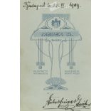 1909 - Fiatal tiszt műtermi fotója. Készült Budapesten a Medek fényképészeti műteremben. Régi fotó / Kabinetfotó / keményhátú fotó. (2793393)