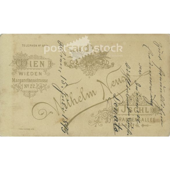 1893 - Bécs. Középkorú, ismeretlen tiszt műtermi fotója. A kép Wilhelm Neuss fényképészeti műtermében készült. Régi fotó / Kabinetfotó / keményhátú fotó. (2793401)
