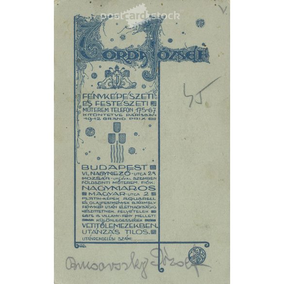 1917 - Broncsavszky Józsefről készült kabinetfotó, mely a Torda József fotóműtermének munkája. Eredeti kabinetfotó / keményhátú fotó / vizitkártya, CDV fotó. (2793418)