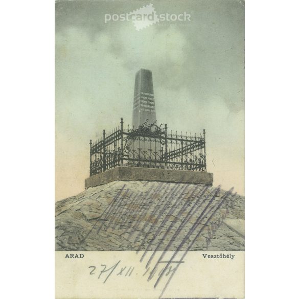 1908 - Arad. A vesztőhely emlékműve. Színezett fotólap, képeslap. (2793455)