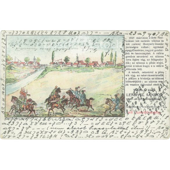 1902 - Hunyadi huszárok bravúrja a szolnoki csatában. Litografált, régi képeslap. (2793478)