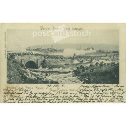   1898 - Harc a hídért. Nagyszebeni ütközet. Bem - Petőfi körkép részlet. Lengyel képeslap. (2793489)