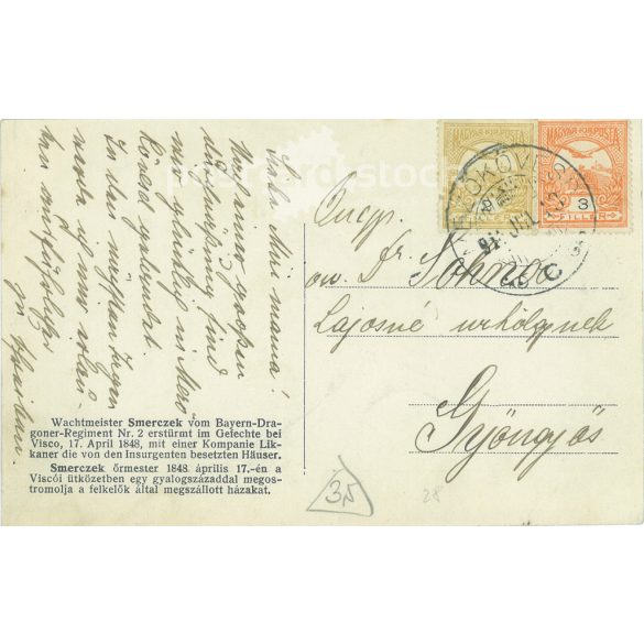 1911 - Utcai harcra indulnak az osztrák gyalogosok Hatvannál. Régi képeslap. (2793491)