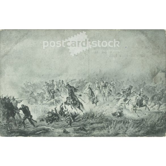 1910 körül. Huszár roham. Régi képeslap. (2793494)
