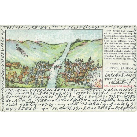 1902 - Az isaszegi csata (1849. április 6.). Litografált, régi képeslap. (2793499)