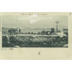   1898 – Honvédek rohama a híd ellen. Részlet a Bem – Petőfi körképről. Régi képeslap. (2793503)