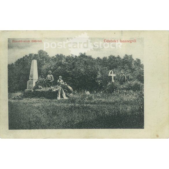 1912 - Isaszeg. Honvédsírok. Fekete-fehér fotólap, régi képeslap. (2793505)
