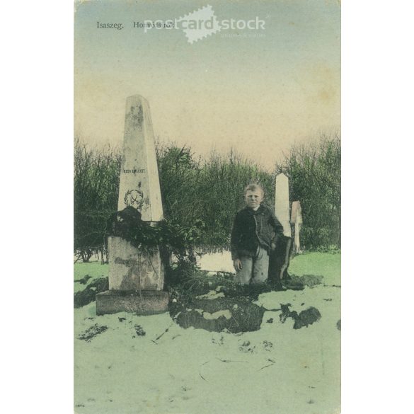 1914 - Isaszeg. Honvédsírok. Haas Géza kizárólagos kiadása. Színezett fotólap, képeslap. (2793507)