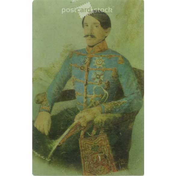 1904 - Kiss Ernő (1799-1849) Ezredes a császári és királyi 2. huszárezredben, a szabadságharc során honvéd altábornagy. Színezett litográfia. Régi képeslap. (2793536)