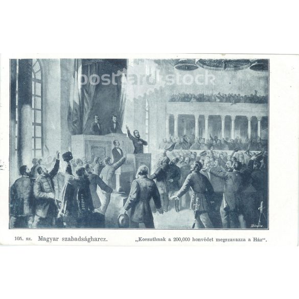 1899 - Kossuth Lajos toborzóbeszéde Cegléden 1848. szeptember 24-én. Régi képeslap. (2793542)