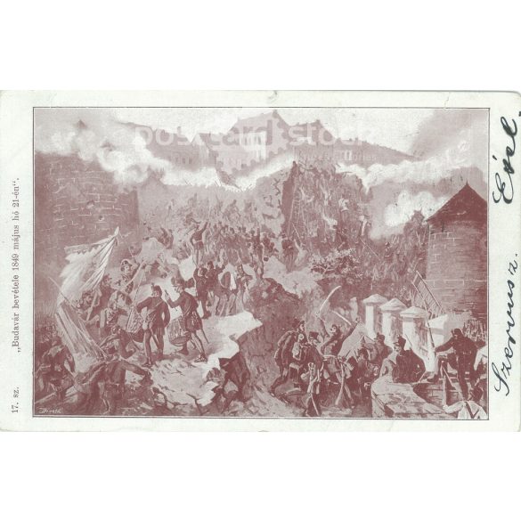 1900 - Budavár ostroma, 1849. május 21. Régi képeslap. (2793552)