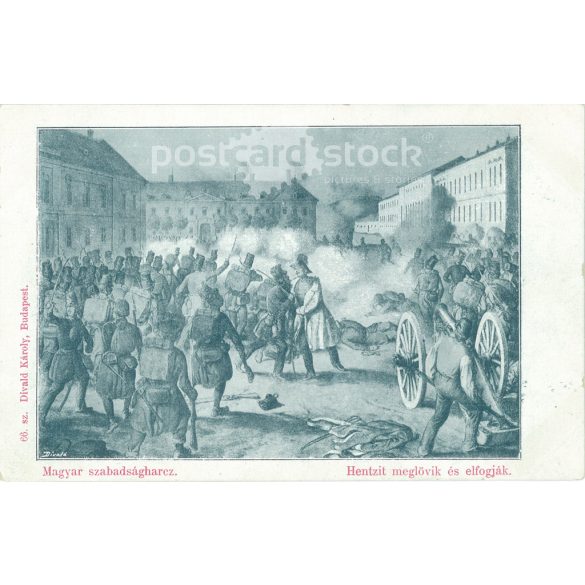 1899 - Hentzi halálos lövést kap. Régi képeslap. (2793558)
