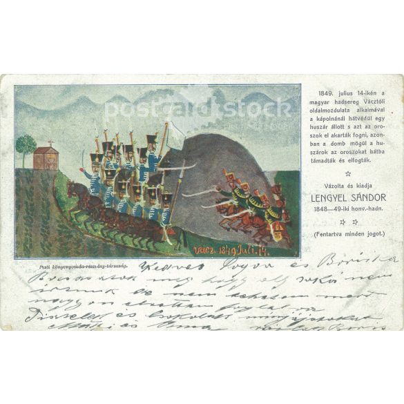 1901 - Epizód a váci ütközet előtti előőrsi összecsapásokból 1849. július 14-én. Régi képeslap. (2793567)
