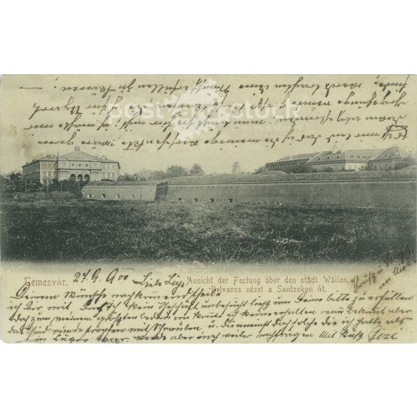 1900 - Temesvári vár falai az 1900-as évek elején. Fekete-fehér fotólap, régi képeslap. (2793580)