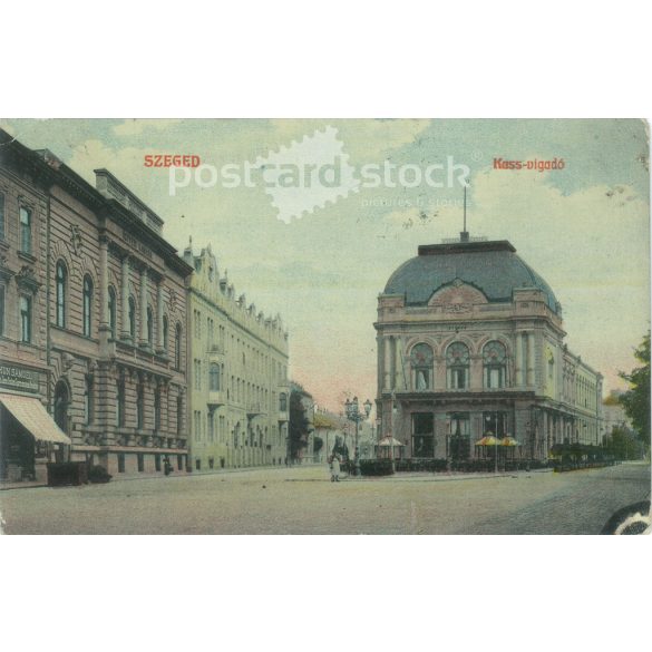 1912 - Szeged. Kass-vigadó. Eredeti papírkép. Színezett fotólap, régi képeslap. (2793625)