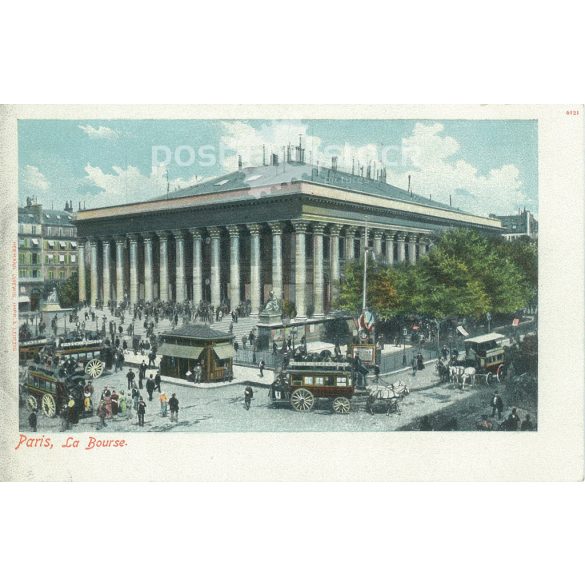 1900-as évek eleje. A párizsi, tőzsde épülete. Eredeti papírkép. Színezett fotólap, régi képeslap. (2793628)