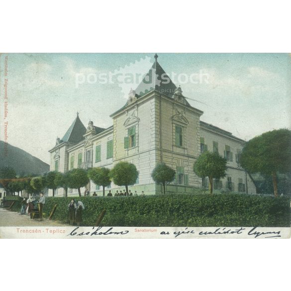 1905 - Trencsén-Teplicz, Sanatorium. Werheim Zsigmond kiadása. Eredeti régi fotó alapján készült színes, ofszet nyomat, fotólap, régi képeslap. (2793657)