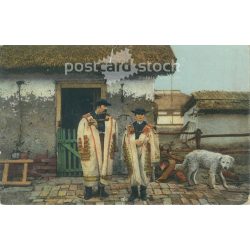   Hortobágyi életkép. A számadó és fia kiadása. Eredeti régi fotó. Színezett fotólap, régi képeslap. (2793660)