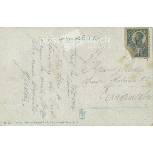 1926 - Arad, Pályaudvar az előtte várakozó fiákerekkel. Kerpel Izsó kiadása. Eredeti régi fotó. Színezett fotólap, régi képeslap. (2793661)