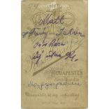 1896 - Franóy István, fiatal katona fotója, Orosháza. A kép Kiss József fotóműtermében készült, Budapesten. Eredeti kabinetfotó / keményhátú fotó / vizitkártya, CDV fotó. (2793843)