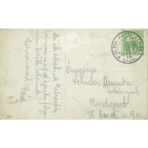 1913 - Bátaszék, pályaudvar. Eredeti régi fotó. Színezett fotólap, régi képeslap. (2793868)