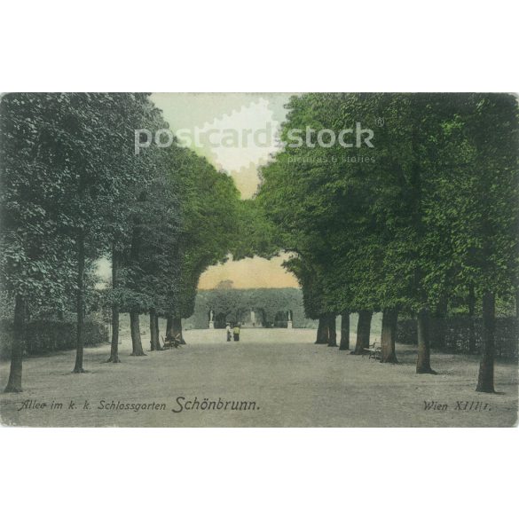 1907 - Schönbrunn, Bécs. Eredeti régi fotó. Színezett fotólap, régi képeslap. (2793874)