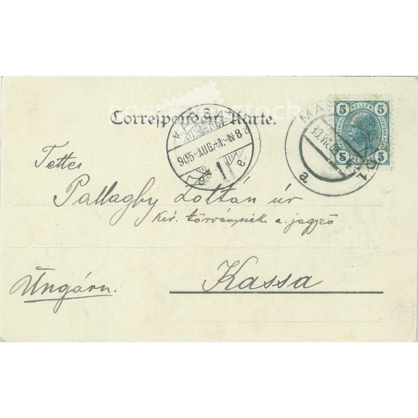 1905 - Kaiserstrasse, Marienbad. Eredeti régi fotó. Színezett fotólap, régi képeslap. (2793882)