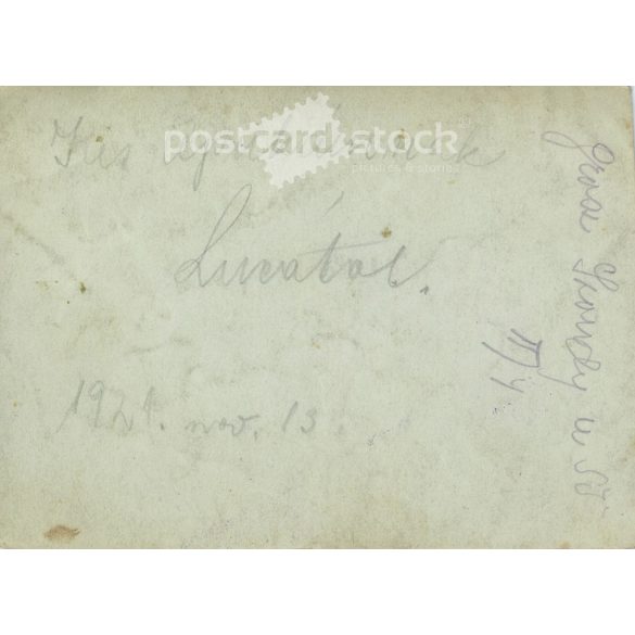 1921- Nyár, Szondy utca. Apukámnak Lucától. Eredeti régi fotó. Fekete-fehér fotó, eredeti papírkép. (2793889)
